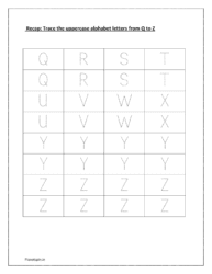 Letter tracing worksheets Q to Z