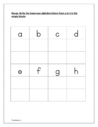 Write the lowercase alphabet letters from a to h