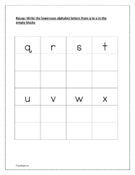 Write the lowercase alphabet letters from q to x