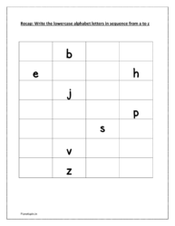 Worksheet 2: Write missing letters in sequence in empty blocks