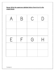 Write the uppercase alphabet letters from A to H