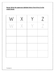 Write the uppercase alphabet letters from W to Z