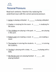 Personal pronouns worksheets