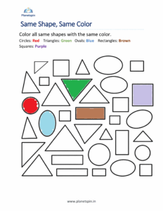 Same shape same color worksheet for kindergarten