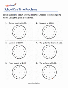 Solve Time Questions About a School-Day Schedule
