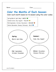 Seasons and months worksheet