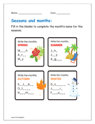 Fill in the blanks to complete the month’s name for the seasons