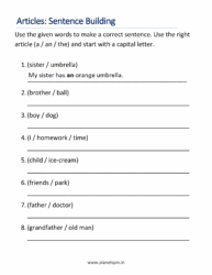 Write sentences using articles