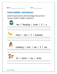 Sentence scramble worksheet