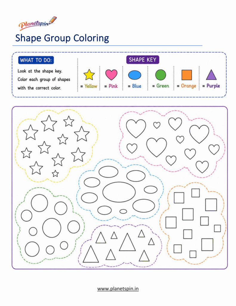 Same Shape Same Color Worksheets for Kindergarten – Free Printable PDF