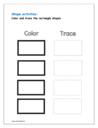 Color and trace the rectangle shapes (shapes preschool worksheet)