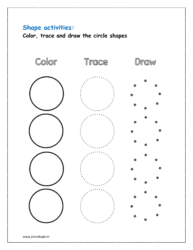 Color, trace and draw the circle shapes