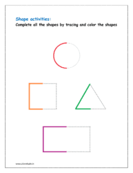 Complete all the shapes by tracing and color the shapes