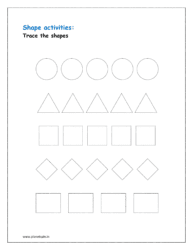 Trace the shapes (Preschool shapes worksheets for kindergarten pdf)