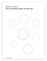 Trace the heptagon shapes and color them