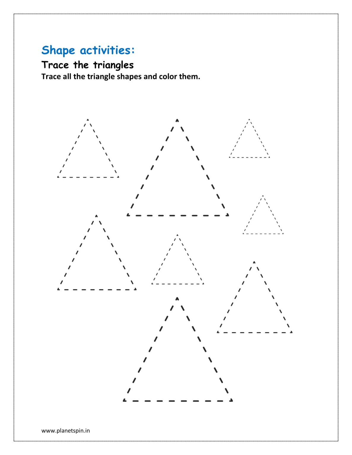 Trace shapes worksheets for free | Planetspin.in