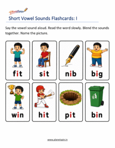 Short I sound worksheet printable for kindergarten students