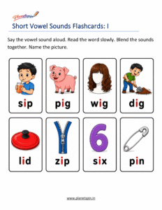 Short vowel CVC word family worksheet for kids