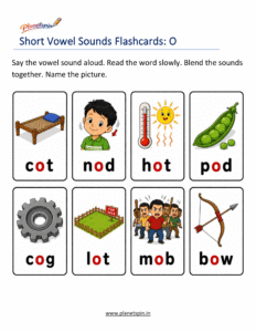 Educational short vowel phonics worksheet for preschool