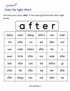 Color every after in the word grid