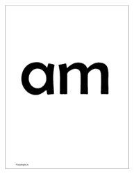 flash card for sight word 'am'