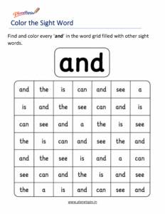 Color the sight word and kindergarten worksheet
