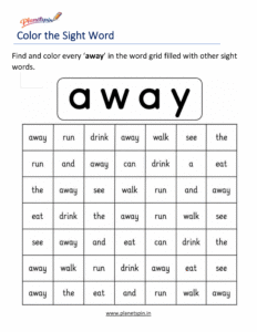 Color every away in the word grid