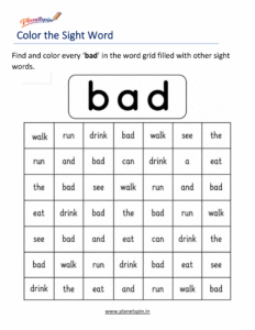 Color every bad in the word grid