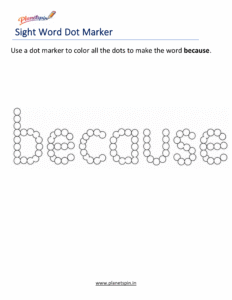 Dab because printable worksheet