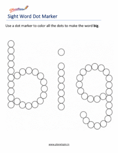 Dab the word big printable worksheet