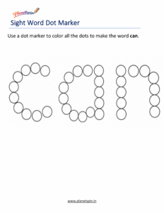 Dab the word can printable worksheet