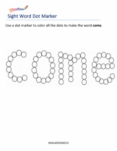 Dab the word come printable worksheet