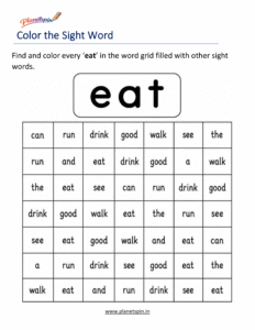 Color every eat in the word grid