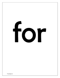 flash card for sight word 'for'