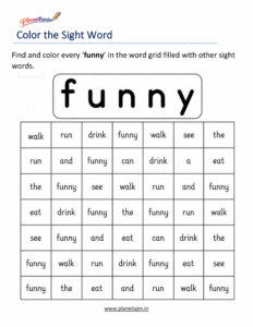 Color every funny in the word grid