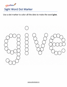 Dab give printable worksheet