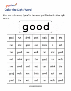 Color every good in the word grid