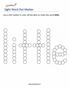 Dab the word little printable worksheet