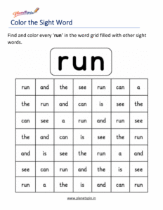 Color every run in the word grid