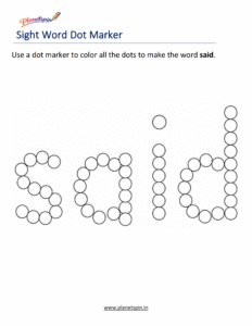 Dab the word said printable worksheet