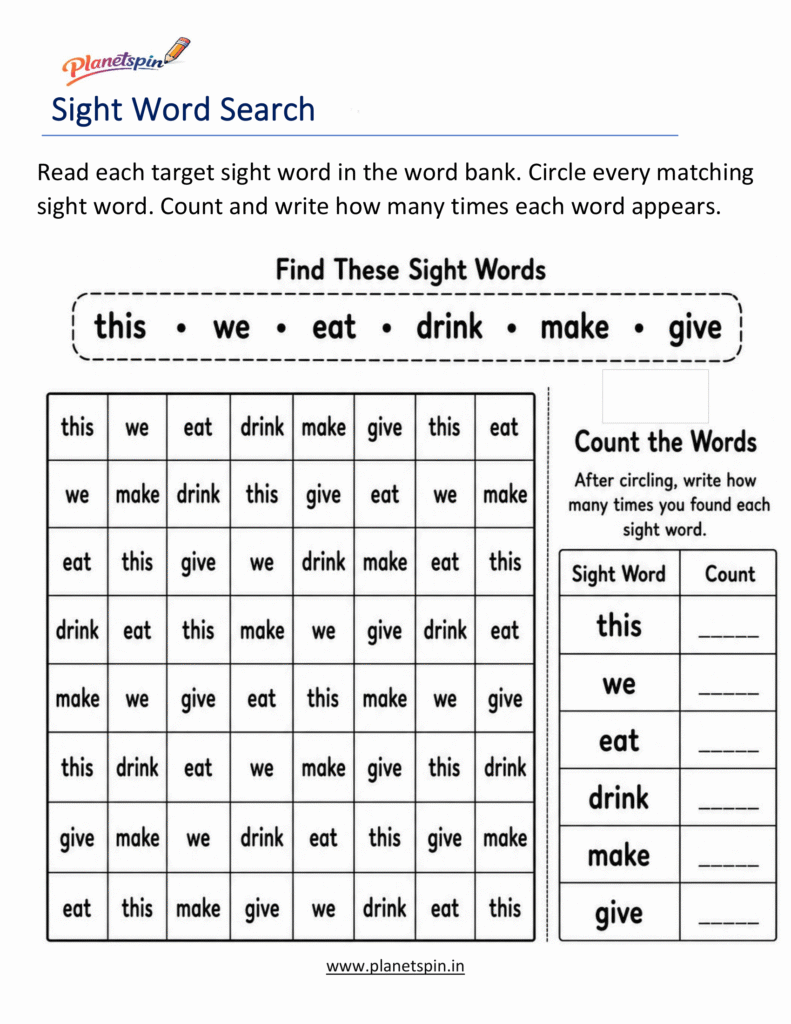 Circle the correct sight words review worksheet