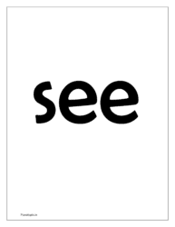 flash card for sight word 'see'