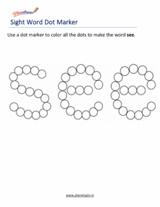 Dab the word see printable worksheet