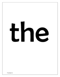 free printable flash card for 'the'