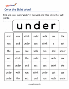 Color every under in the word grid