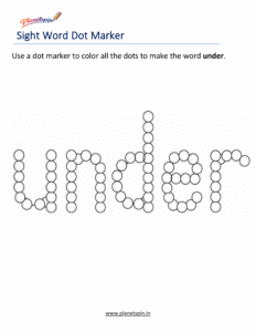 Dab under printable worksheet