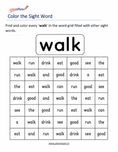 Color every walk in the word grid