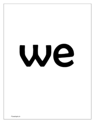 free printable flash card for 'we'
