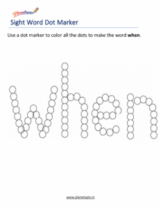 Dab when printable worksheet