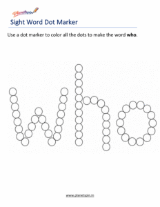Dab who printable worksheet